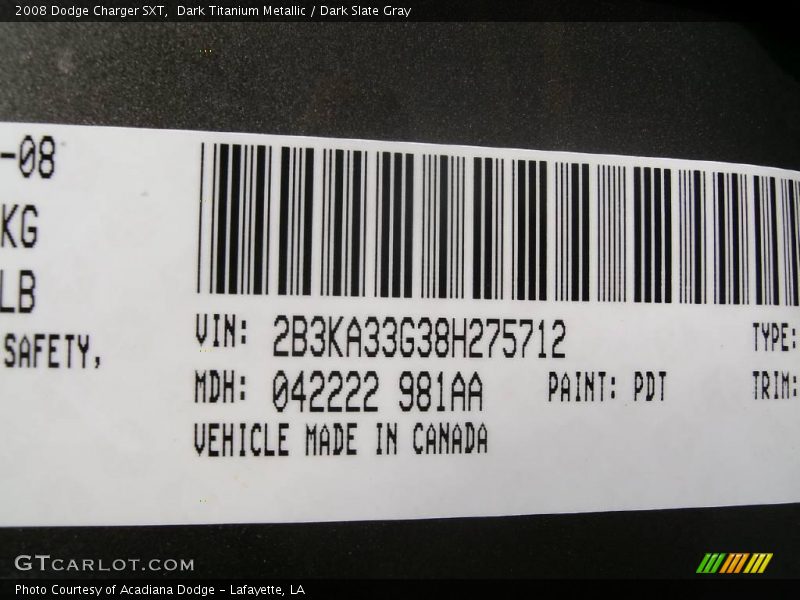 Dark Titanium Metallic / Dark Slate Gray 2008 Dodge Charger SXT