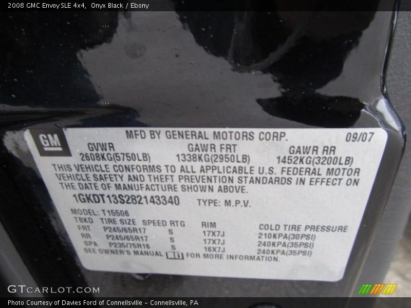 Onyx Black / Ebony 2008 GMC Envoy SLE 4x4