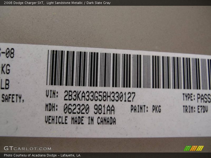 Light Sandstone Metallic / Dark Slate Gray 2008 Dodge Charger SXT