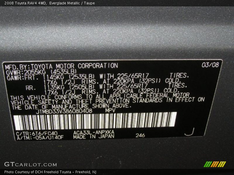 Everglade Metallic / Taupe 2008 Toyota RAV4 4WD