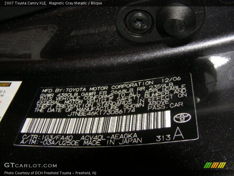 Magnetic Gray Metallic / Bisque 2007 Toyota Camry XLE