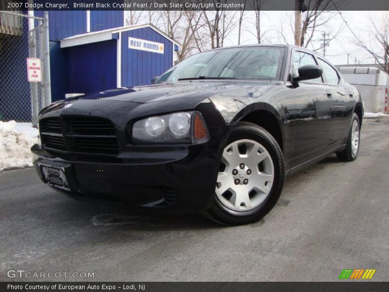 Brilliant Black Crystal Pearl / Dark Slate Gray/Light Graystone 2007 Dodge Charger