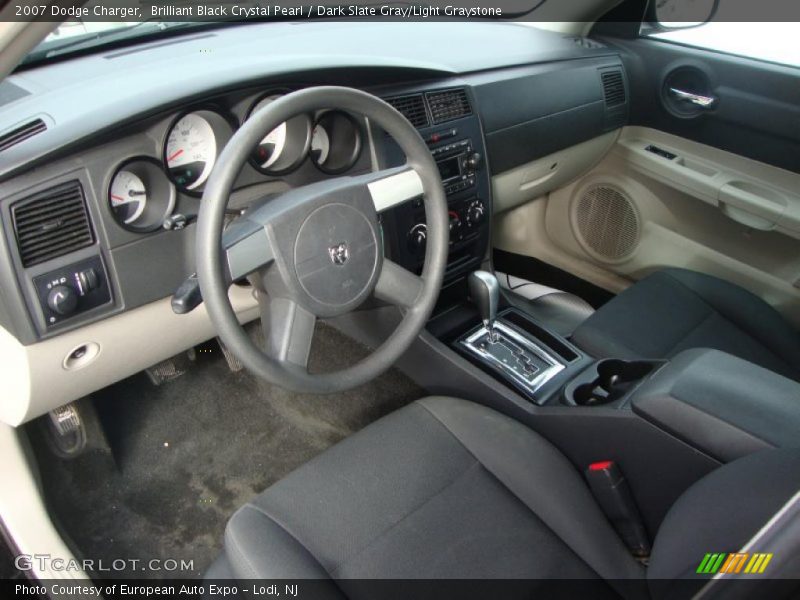 Brilliant Black Crystal Pearl / Dark Slate Gray/Light Graystone 2007 Dodge Charger