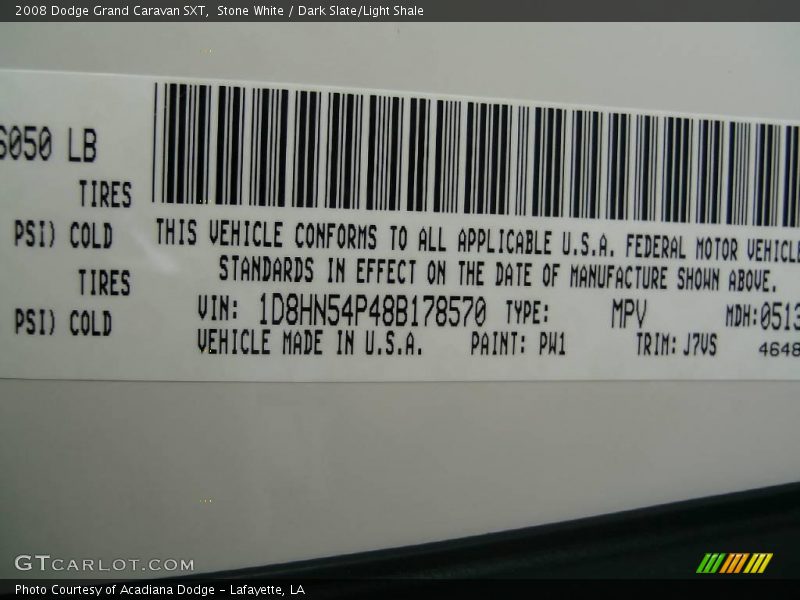 Stone White / Dark Slate/Light Shale 2008 Dodge Grand Caravan SXT