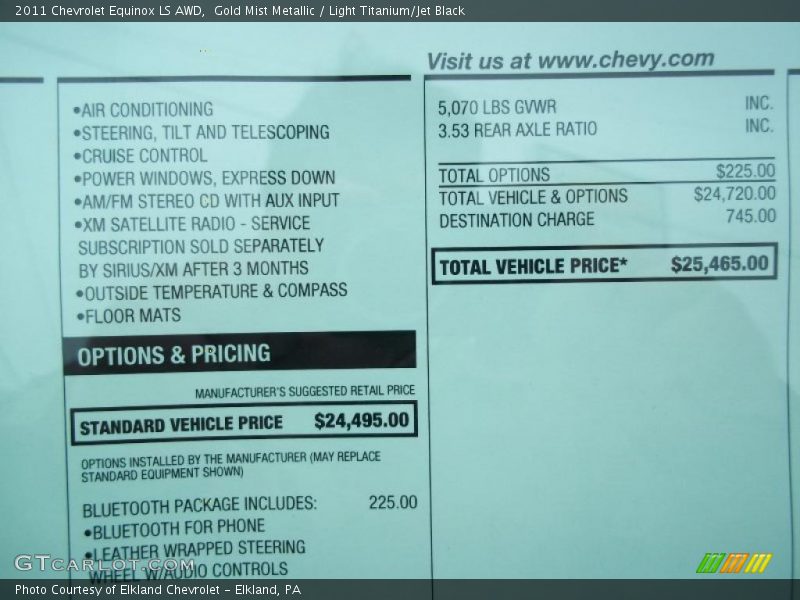 Gold Mist Metallic / Light Titanium/Jet Black 2011 Chevrolet Equinox LS AWD