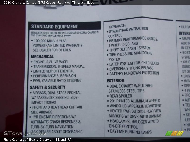 Red Jewel Tintcoat / Black 2010 Chevrolet Camaro SS/RS Coupe