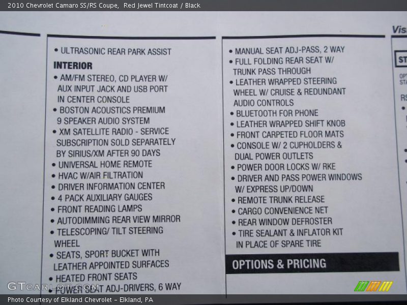Red Jewel Tintcoat / Black 2010 Chevrolet Camaro SS/RS Coupe