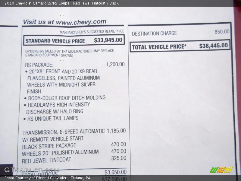 Red Jewel Tintcoat / Black 2010 Chevrolet Camaro SS/RS Coupe