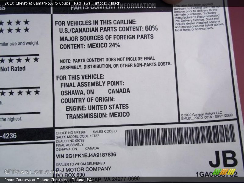 Red Jewel Tintcoat / Black 2010 Chevrolet Camaro SS/RS Coupe
