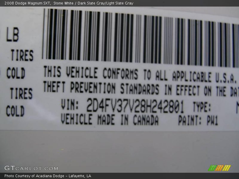 Stone White / Dark Slate Gray/Light Slate Gray 2008 Dodge Magnum SXT