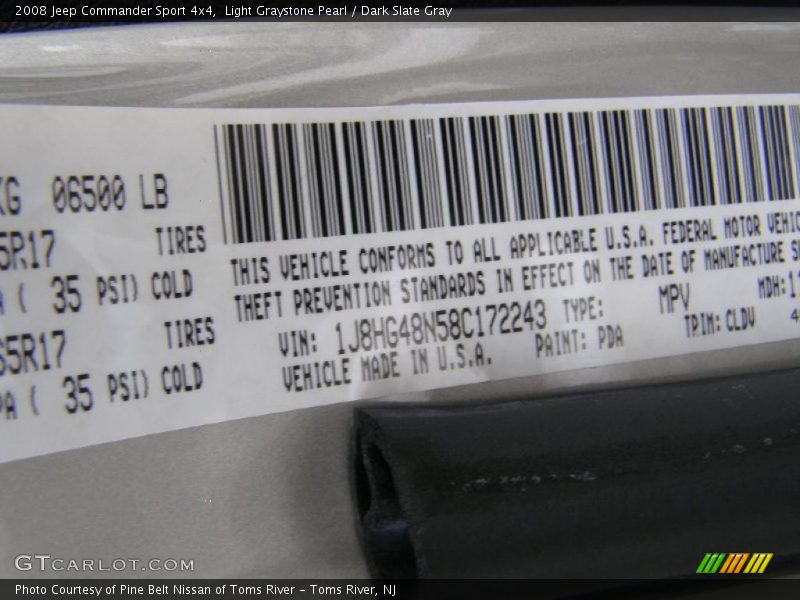 Light Graystone Pearl / Dark Slate Gray 2008 Jeep Commander Sport 4x4