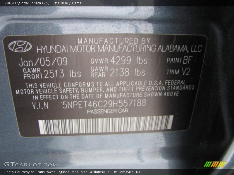 Slate Blue / Camel 2009 Hyundai Sonata GLS