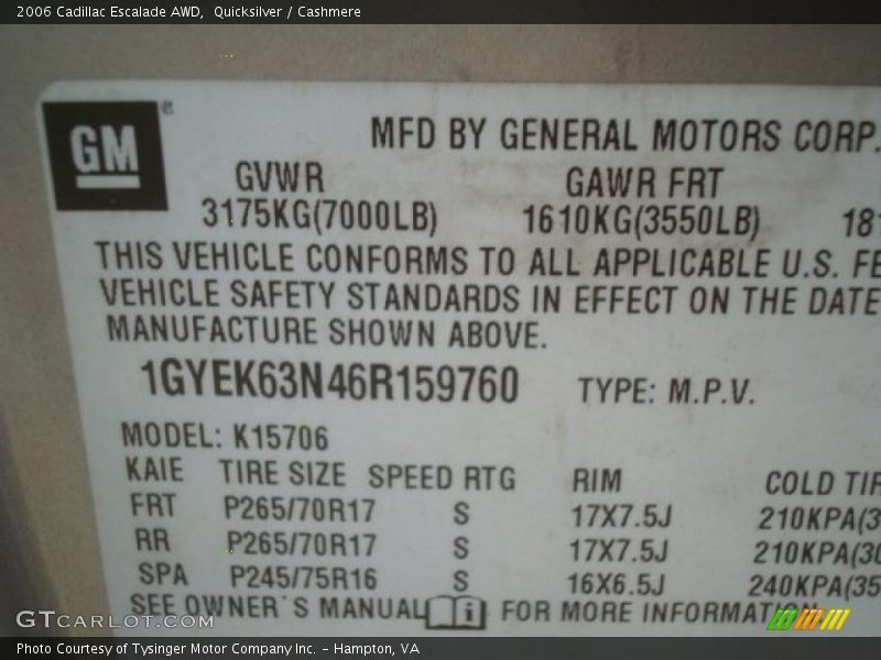 Quicksilver / Cashmere 2006 Cadillac Escalade AWD