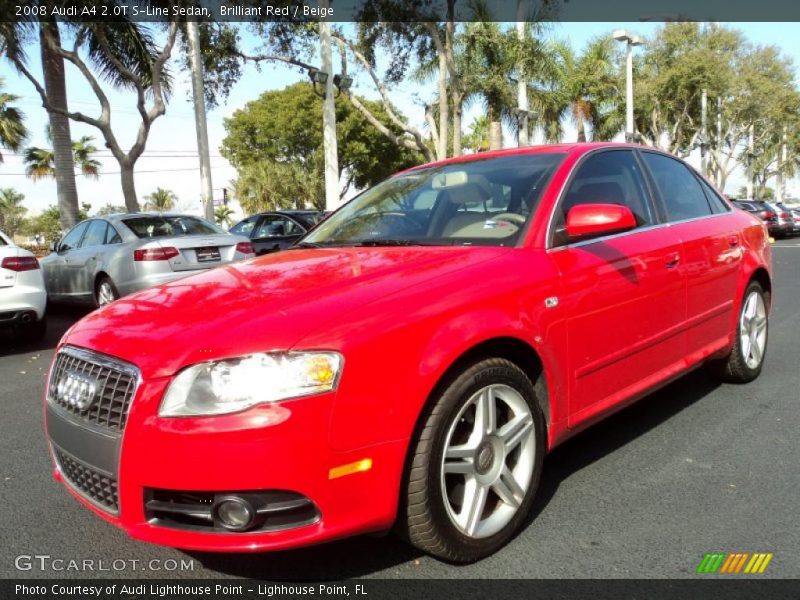 Brilliant Red / Beige 2008 Audi A4 2.0T S-Line Sedan