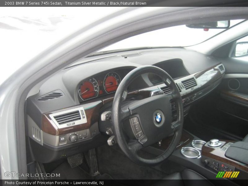 Titanium Silver Metallic / Black/Natural Brown 2003 BMW 7 Series 745i Sedan