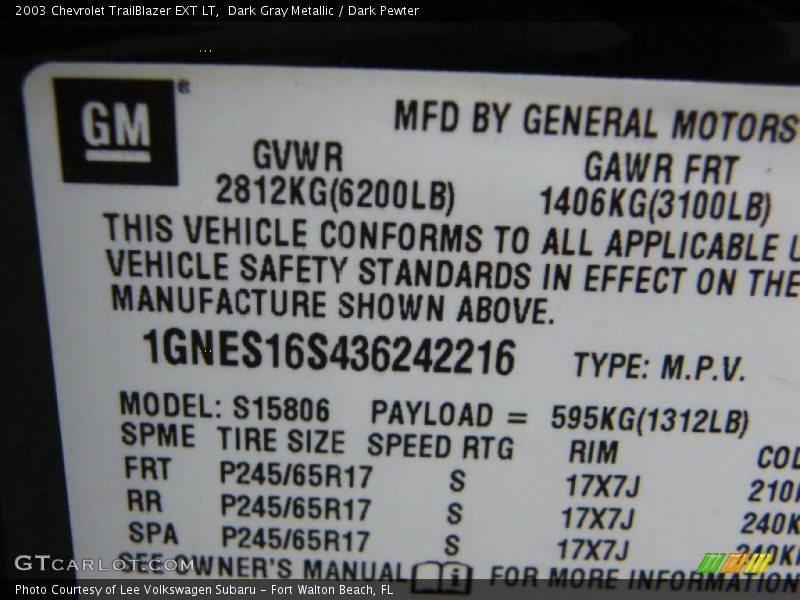 Dark Gray Metallic / Dark Pewter 2003 Chevrolet TrailBlazer EXT LT