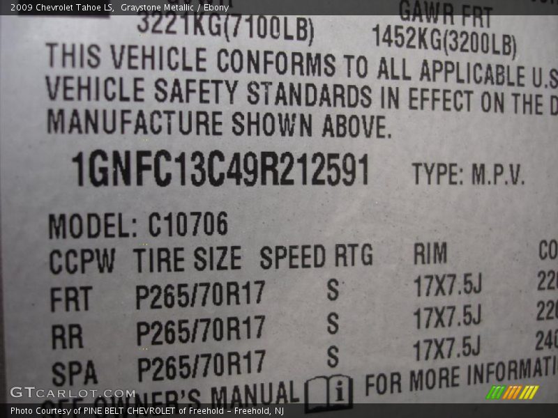 Graystone Metallic / Ebony 2009 Chevrolet Tahoe LS