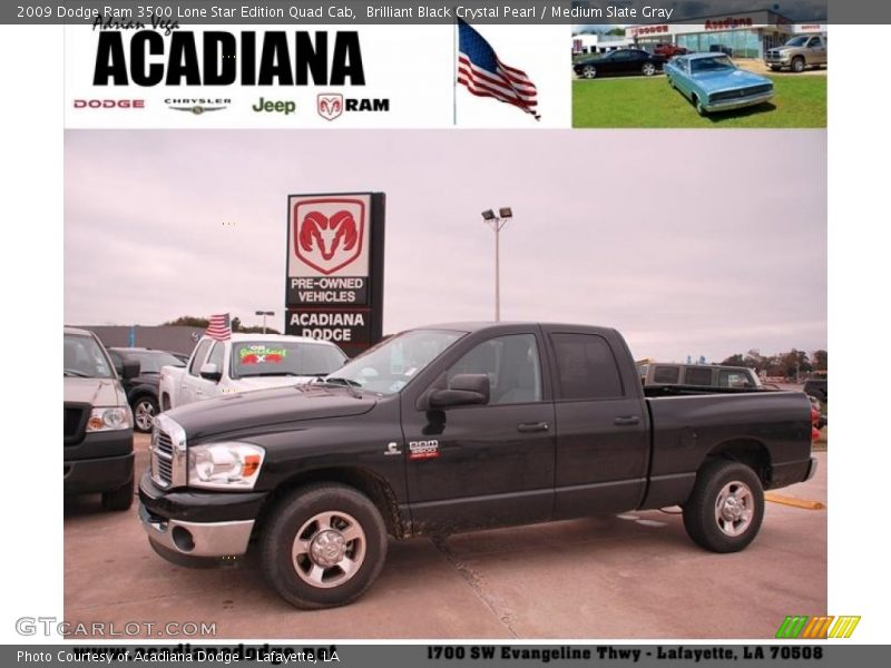 Brilliant Black Crystal Pearl / Medium Slate Gray 2009 Dodge Ram 3500 Lone Star Edition Quad Cab