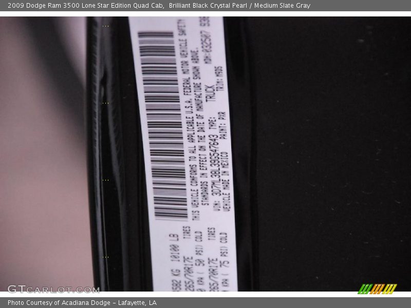 Brilliant Black Crystal Pearl / Medium Slate Gray 2009 Dodge Ram 3500 Lone Star Edition Quad Cab
