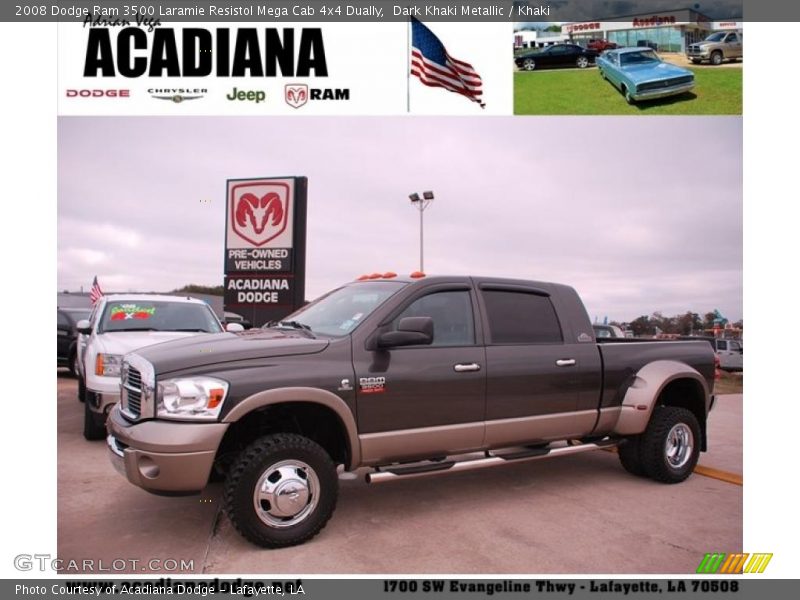 Dark Khaki Metallic / Khaki 2008 Dodge Ram 3500 Laramie Resistol Mega Cab 4x4 Dually