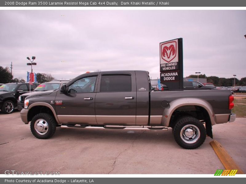 Dark Khaki Metallic / Khaki 2008 Dodge Ram 3500 Laramie Resistol Mega Cab 4x4 Dually