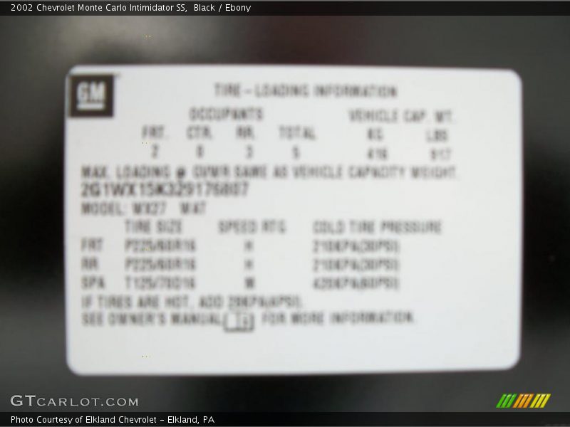 Black / Ebony 2002 Chevrolet Monte Carlo Intimidator SS