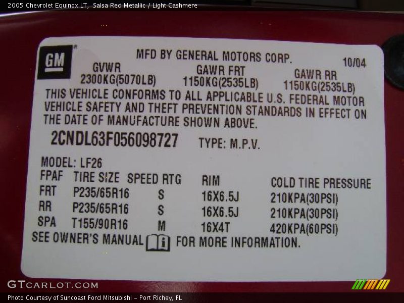 Salsa Red Metallic / Light Cashmere 2005 Chevrolet Equinox LT