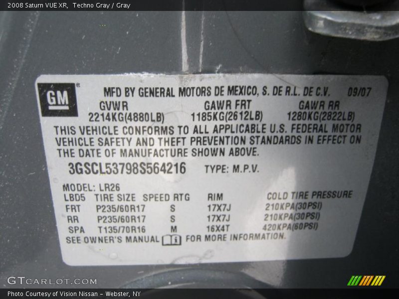 Techno Gray / Gray 2008 Saturn VUE XR