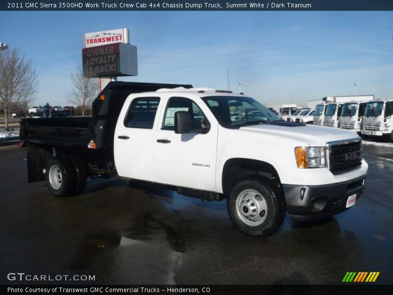 Summit White / Dark Titanium 2011 GMC Sierra 3500HD Work Truck Crew Cab 4x4 Chassis Dump Truck