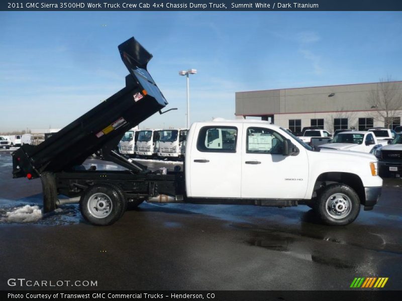 Summit White / Dark Titanium 2011 GMC Sierra 3500HD Work Truck Crew Cab 4x4 Chassis Dump Truck