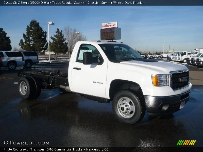 Front 3/4 View of 2011 Sierra 3500HD Work Truck Regular Cab 4x4 Chassis