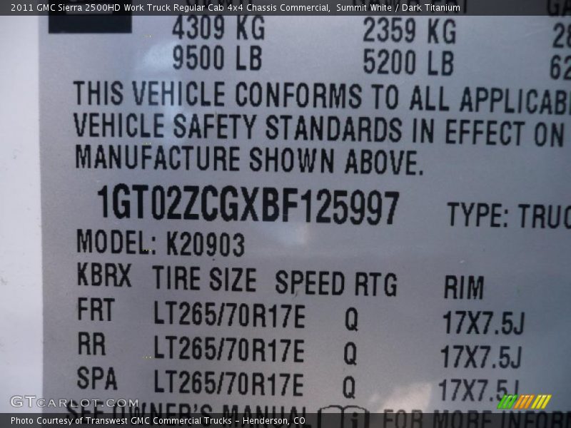 Summit White / Dark Titanium 2011 GMC Sierra 2500HD Work Truck Regular Cab 4x4 Chassis Commercial