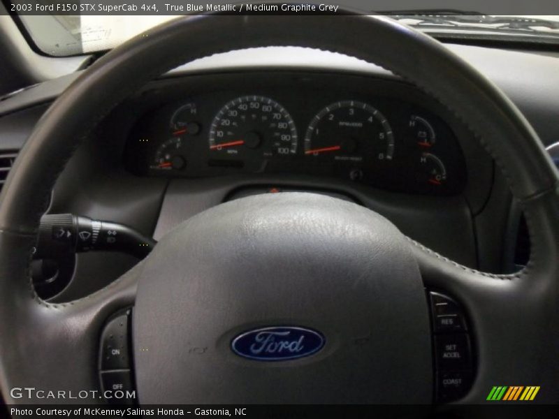 True Blue Metallic / Medium Graphite Grey 2003 Ford F150 STX SuperCab 4x4