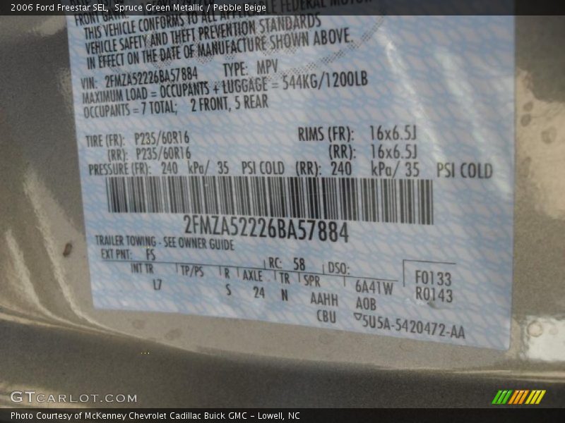 Spruce Green Metallic / Pebble Beige 2006 Ford Freestar SEL