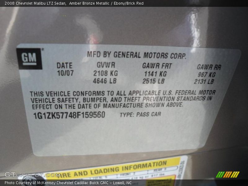Amber Bronze Metallic / Ebony/Brick Red 2008 Chevrolet Malibu LTZ Sedan