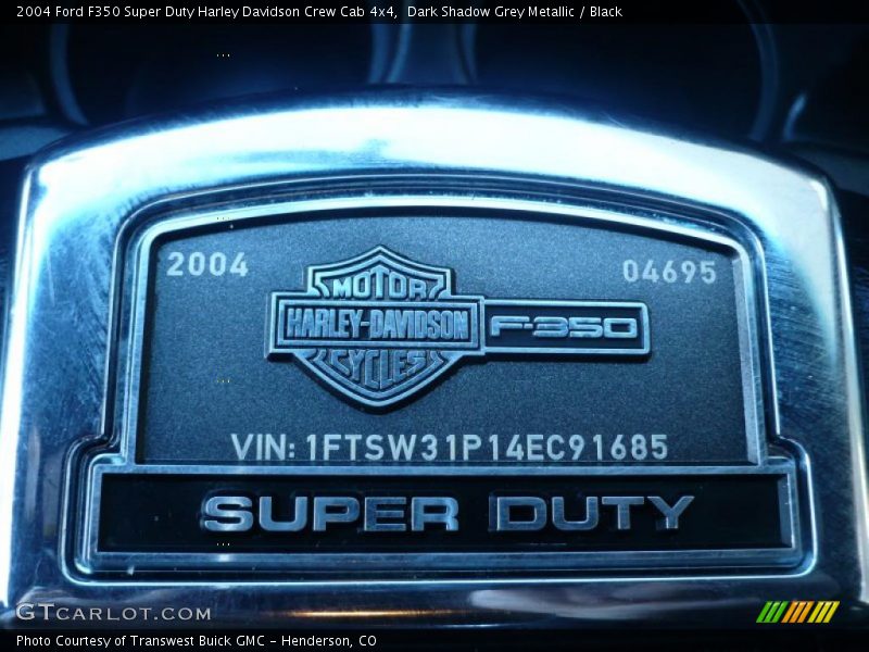 Dark Shadow Grey Metallic / Black 2004 Ford F350 Super Duty Harley Davidson Crew Cab 4x4