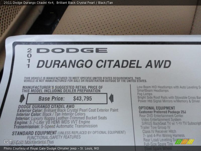  2011 Durango Citadel 4x4 Window Sticker