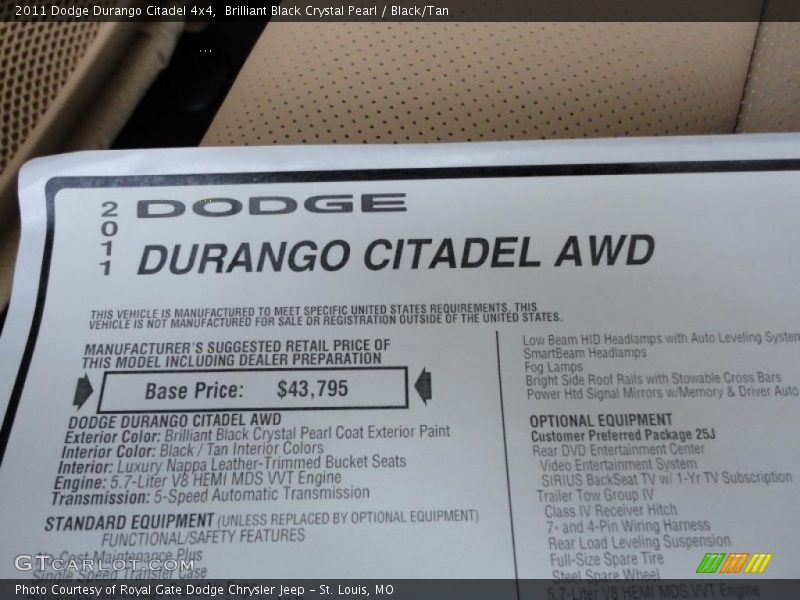  2011 Durango Citadel 4x4 Window Sticker