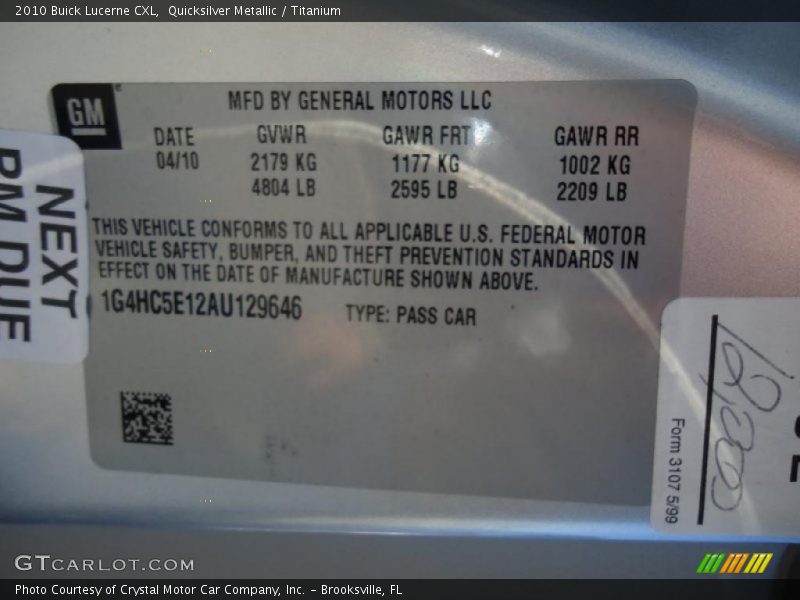 Quicksilver Metallic / Titanium 2010 Buick Lucerne CXL