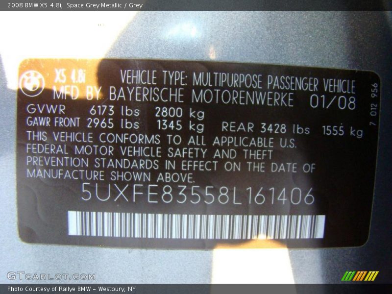 Space Grey Metallic / Grey 2008 BMW X5 4.8i