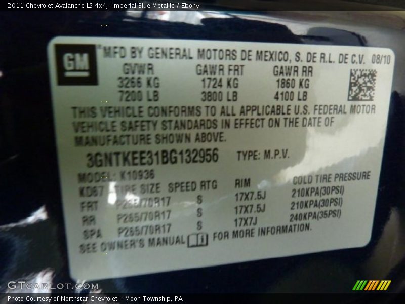 Imperial Blue Metallic / Ebony 2011 Chevrolet Avalanche LS 4x4