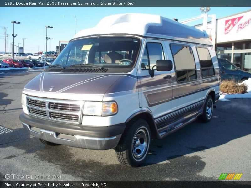 Stone White / Red 1996 Dodge Ram Van 2500 Passenger Conversion