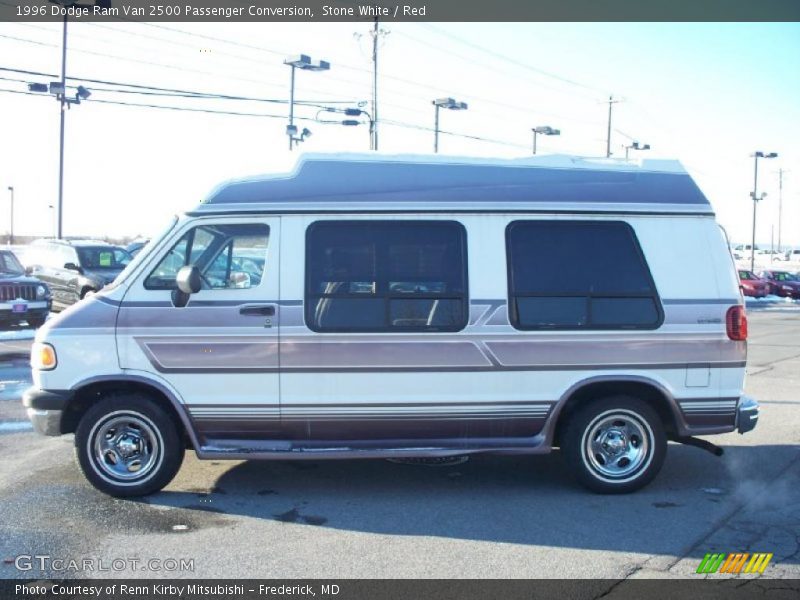 Stone White / Red 1996 Dodge Ram Van 2500 Passenger Conversion