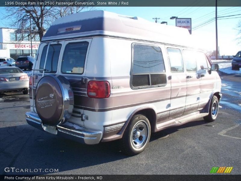Stone White / Red 1996 Dodge Ram Van 2500 Passenger Conversion