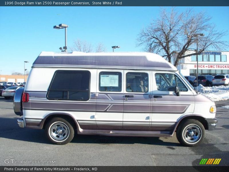 Stone White / Red 1996 Dodge Ram Van 2500 Passenger Conversion