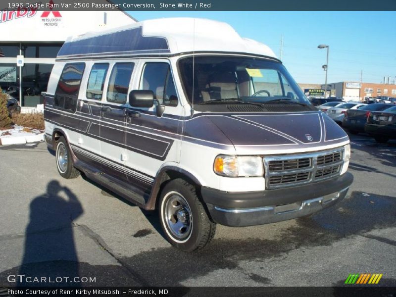 Stone White / Red 1996 Dodge Ram Van 2500 Passenger Conversion