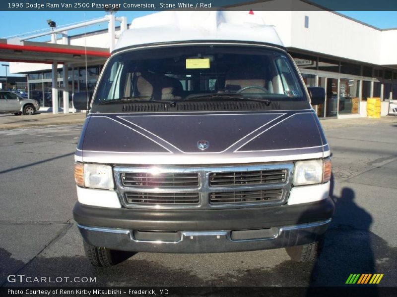 Stone White / Red 1996 Dodge Ram Van 2500 Passenger Conversion