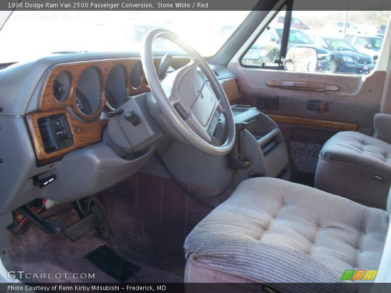 Stone White / Red 1996 Dodge Ram Van 2500 Passenger Conversion
