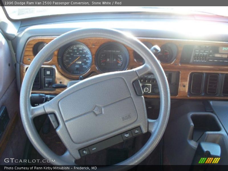Stone White / Red 1996 Dodge Ram Van 2500 Passenger Conversion