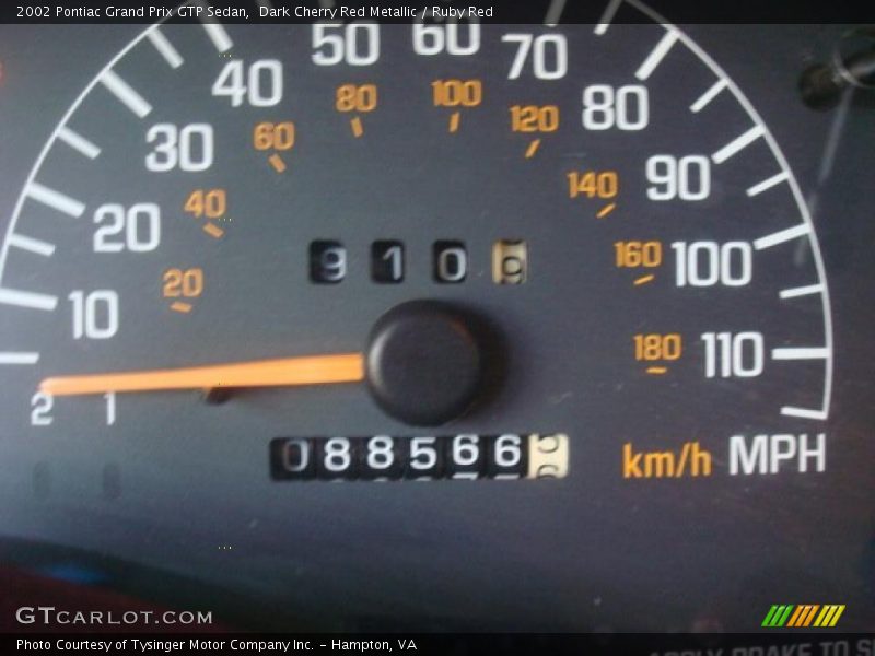Dark Cherry Red Metallic / Ruby Red 2002 Pontiac Grand Prix GTP Sedan